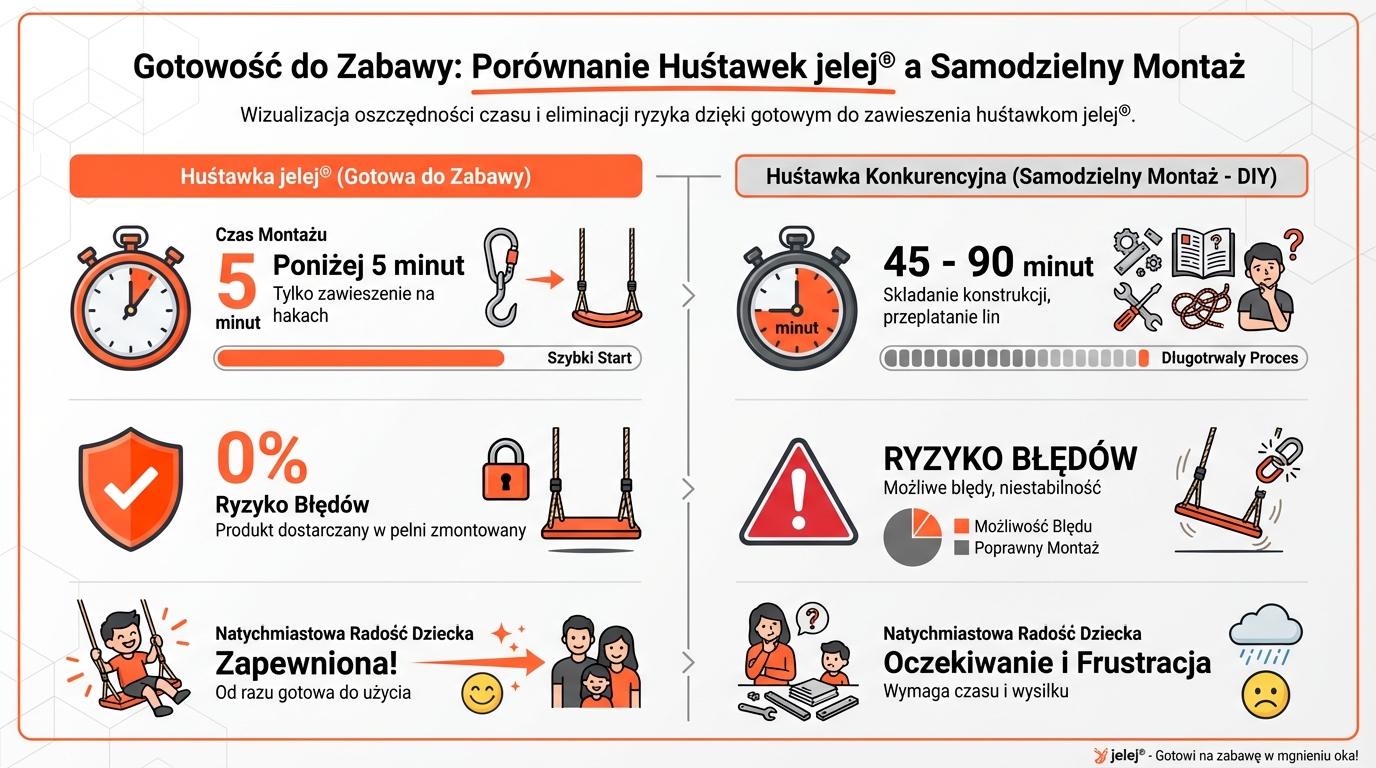 Gotowość do Zabawy: Porównanie Huśtawek jelej® a Samodzielny Montaż
